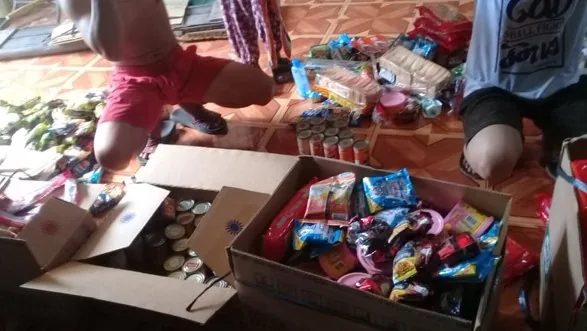 Food parcels packed for the families we visit